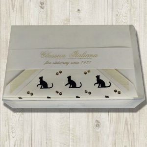 cards with black cats and gold pattern that adorns these cards