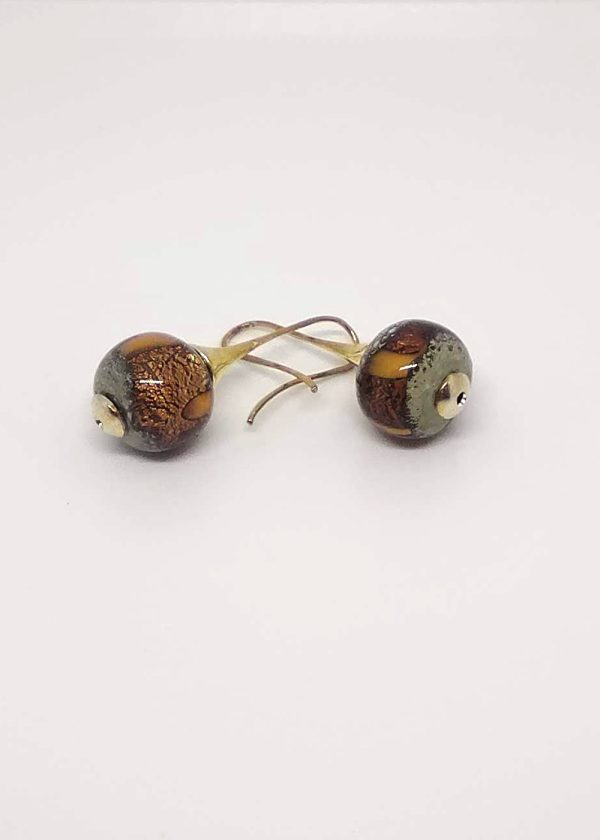 Murano glass drop earrings in a rich earth and amber coffee tones.